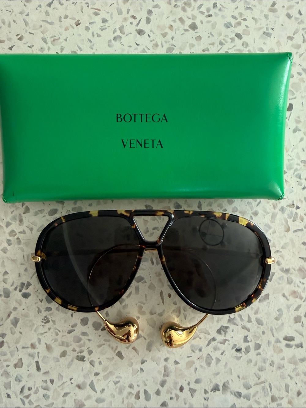 Bottega Veneta embellished Tortoiseshell Aviator Sunglasses